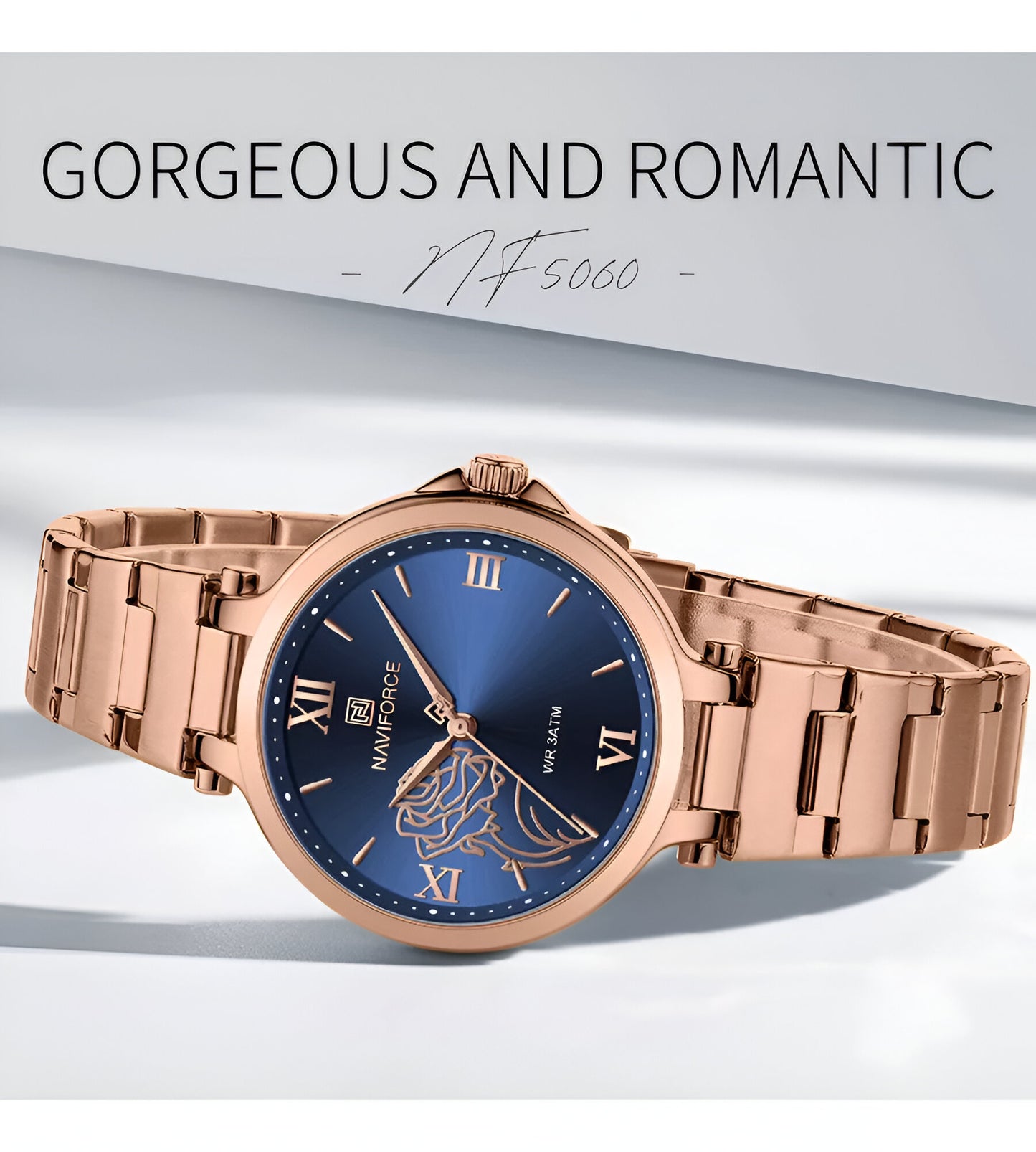 Relógio Feminino Naviforce Casual NF5060 com Flores