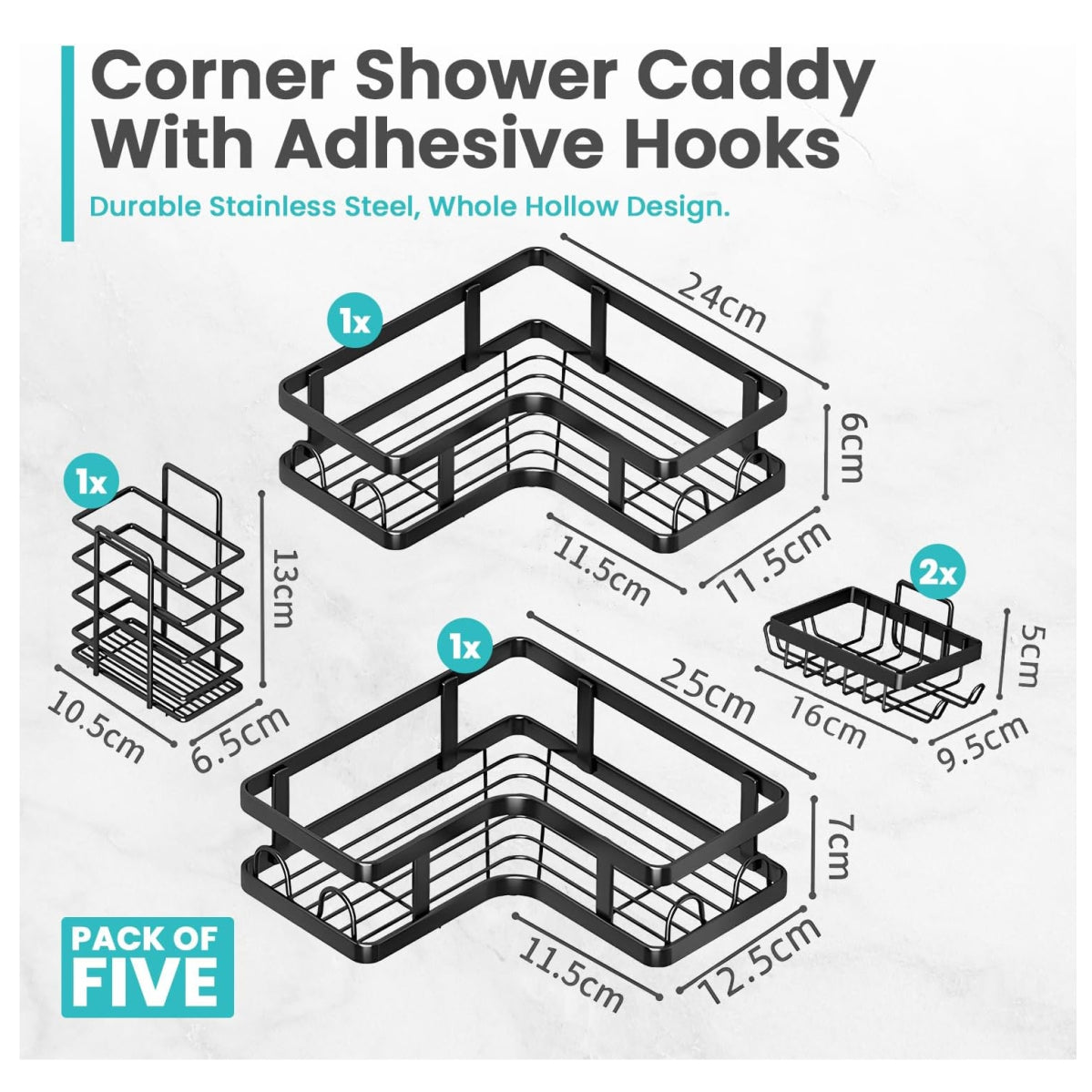 Esquinero baño 5pcs Organizador Adhesivo