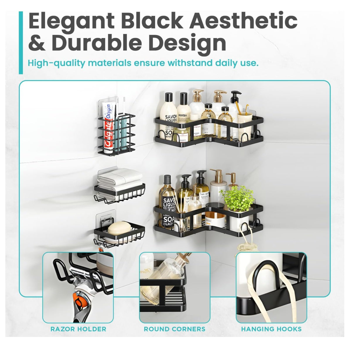 Esquinero baño 5pcs Organizador Adhesivo